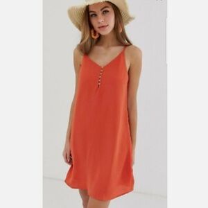 Pimkie Cami Mini Dress Button Front Orange